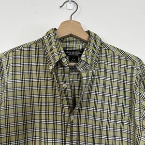 Brooks Brothers Button Down Shirt in Green Plaid Men's Size S Work, Outdoor